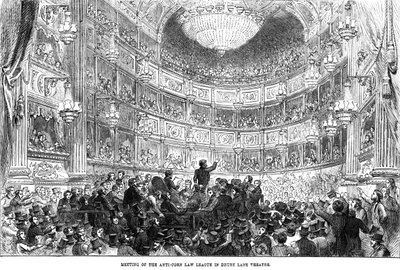 Treffen der Anti-Corn Law League im Drury Lane Theatre von English School